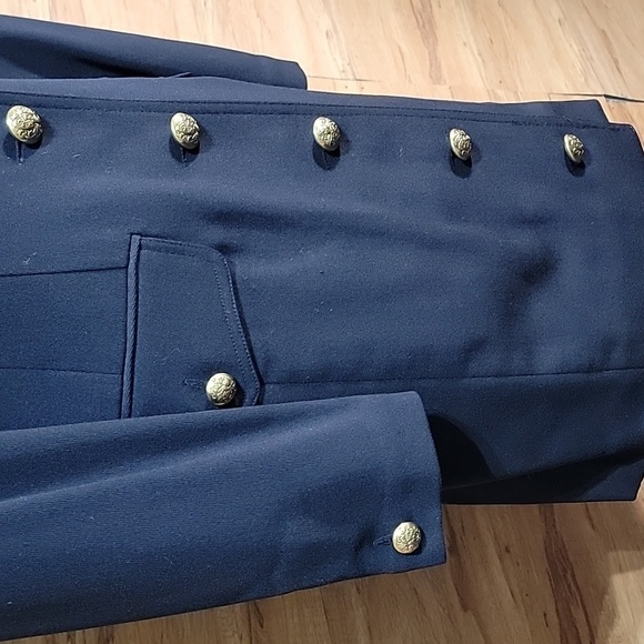 Vintage Bloomie’s Dana Buchman Fine Wool Navy Duster Jacket w/Gold Buttons - Picture 3 of 8